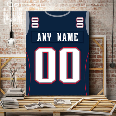 New England Jersey Custom Canvas Print Wall Art for Boy Girl Men Women Football Personalized Canvas Art